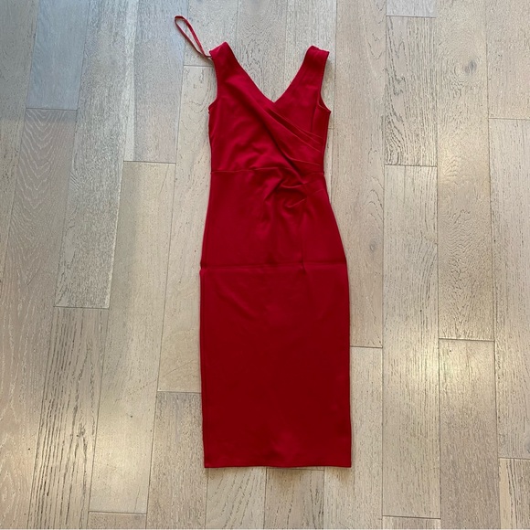 Le Chateau Red Ponte Knit Bodycon Dress - Picture 2 of 5